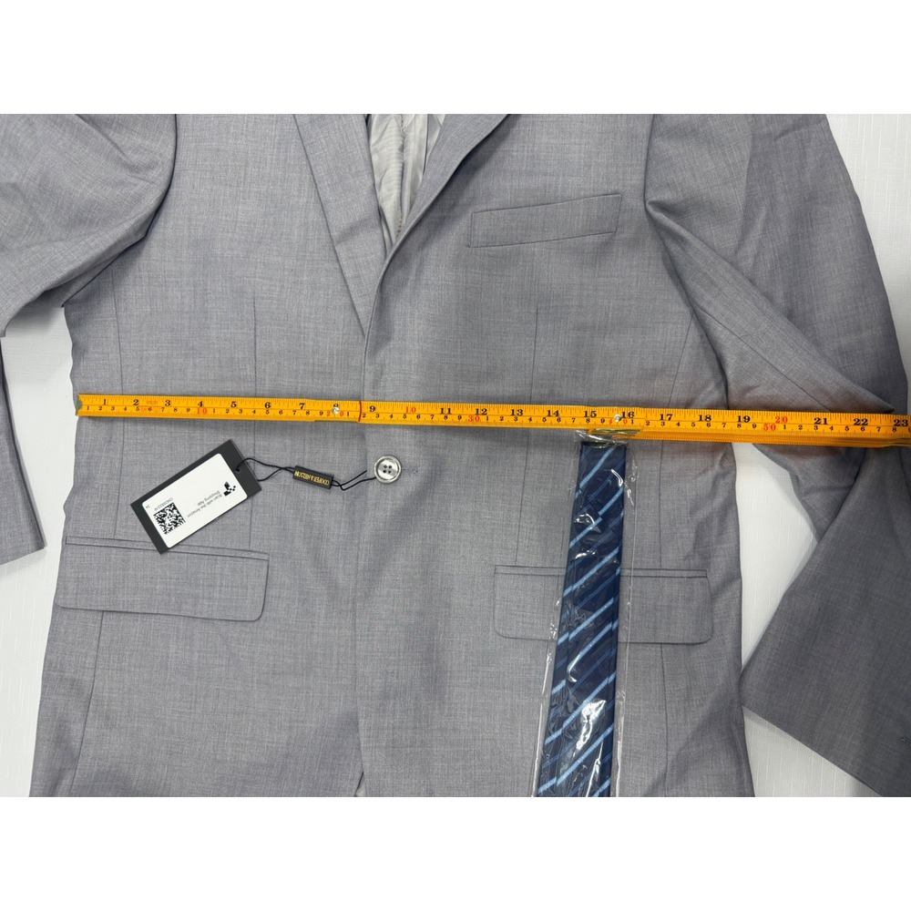 Cooper & Nelson Mens 2 Piece Suit with Tie Grey 40R Medium Blazer Trousers NEW - Picture 7 of 14